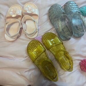 Kids Glitter Sandals Set - Gold, Silver, and Pink